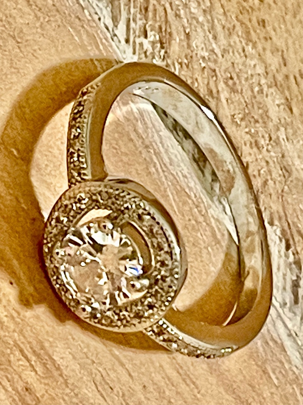 Sparkling Classic Halo Engagement Ring in 935 Silver with Clear Center Stone - Picture 3 of 7